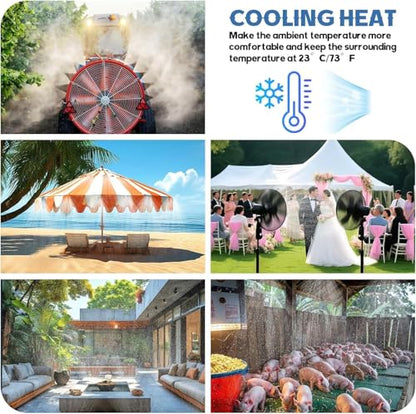 Kalolary 100FT Misting Cooling System with Timer and 30 Brass Mist Nozzles - size: 100FT with Water Timer