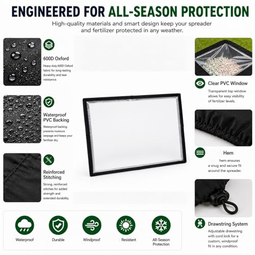 Broadcast Spreader Hopper Cover for Walk-Behind Spreaders, 18.1 × 16.1 in