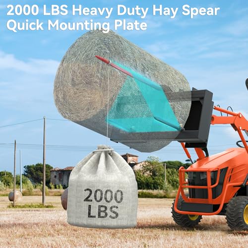 YITAMOTOR 49" Hay Spear Attachment, 2000LBS Quick Attach for Skid Steer