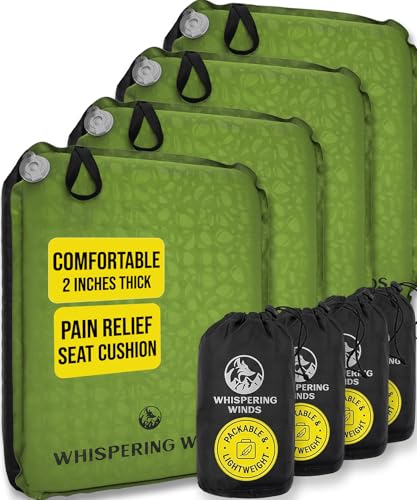 Whispering Winds Inflatable Seat Cushion - color: Military Green - 4pack, size: Large