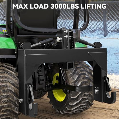 AUTOSAVER88 3000LB 3 Point Quick Hitch Attachment for CAT 1 Tractor, Black - color: Black