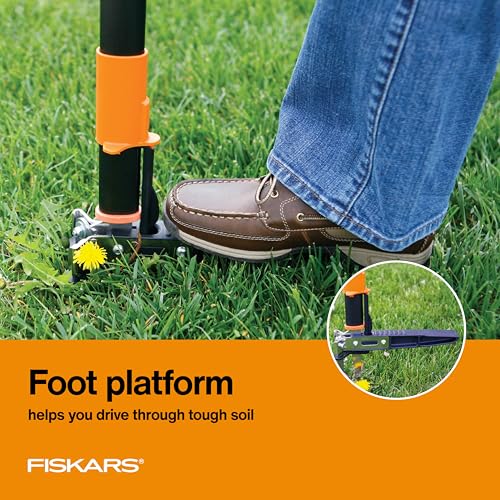 Fiskars Stand-Up Weed Puller Tool, 3 Serrated Stainless Steel Claws, 39" - style: 3-claw
