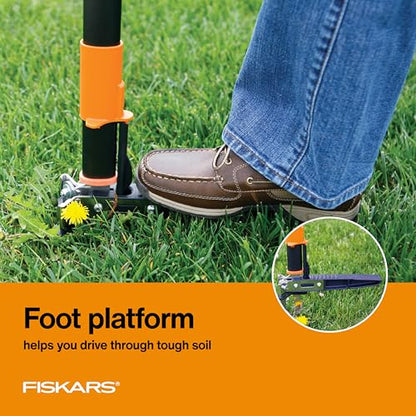 Fiskars Stand-Up Weed Puller Tool, 3 Serrated Stainless Steel Claws, 39" - style: 3-claw