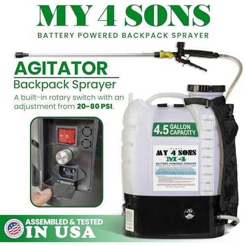 M4 Battery Powered Backpack Sprayer - 20-80 PSI Pump - 4.5 Gallon - size: M4 Basic