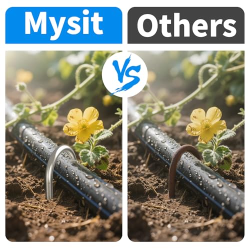 MySit 6 Inch 150 Pack U Shaped Galvanized Drip Irrigation Stakes 11 Gauge - size: 6 Inch
