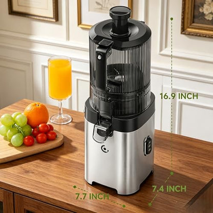 AMZCHEF Cold Press Juicer, 6.5" Whole Fruit Self-Feeding Slow Juicer - color: Silver, size: 6.5 Inch
