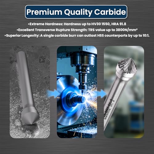 LU&MN SK-3 Tungsten Carbide Burr, 3/8" Head, 1/4" Shank, 1 Pc - size: SK-3