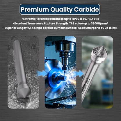 LU&MN SK-3 Tungsten Carbide Burr, 3/8" Head, 1/4" Shank, 1 Pc - size: SK-3