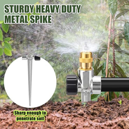 Tioncy 4 Pack Metal Lawn Sprinklers with Adjustable Brass Nozzle, Silver - color: Silver