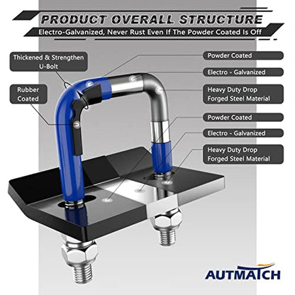 AUTMATCH Hitch Tightener Anti-Rattle Clamp for 1.25" to 2" Trailer Hitches - color: Blue & Black, size: 2 Inch