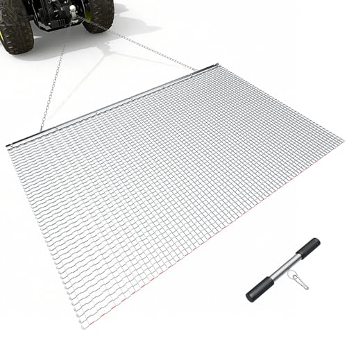 VEVOR Baseball Field Drag Mat, Field Drag, Yard Drag for ATVs UTVs Tractors, Durable Galvanized Steel Mesh Drag Mat with Towing Chain, for Gravel Driveway Ruts Farm Field Leveling - size: 79.13 x 48.03 x 0.39 inch