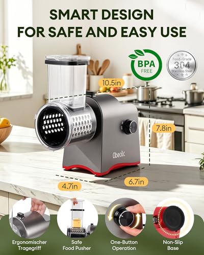 300W Electric Cheese Grater with 7 Stainless Steel Blades