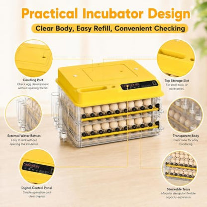 216 Egg Incubator for Hatching Eggs with Auto Turner, Temp Control, Candler - color: 216 Egg