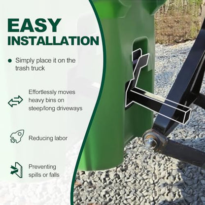 2" Trash Can Grabber Hauler with Hitch Receiver - Towing Attachment for Lawn Mower & Garden Tractor Garbage