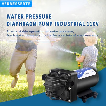 RV Fresh Water Pump 110V Water High Pressure Increase Booster Pump for Home Irrigation 5.5GPM 75PSI Marine Boat Washdown Pump Diaphragm on Demand Water Pump for Yard Garden Camp Yacht - style: 110V 5.5GPM 75PSI