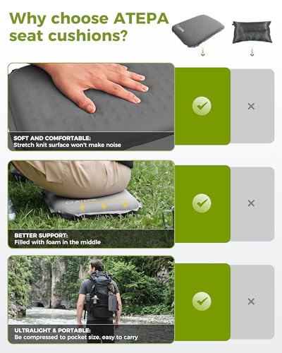 ATEPA Inflatable Seat Cushion - color: 1 Pack - Grey