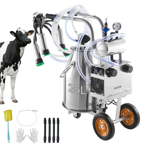 VEVOR Electric Cow Milking Machine, 25 L, 304 Stainless Steel Bucket - size: 25L