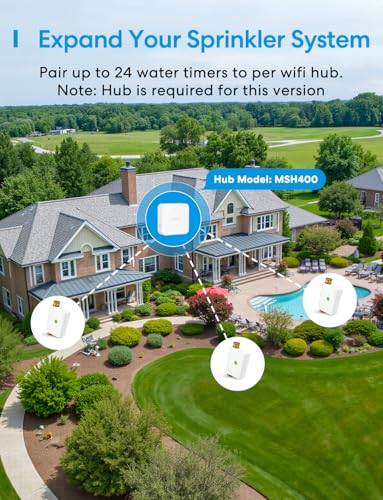 meross WiFi Water Timer for Garden Hose, Brass Inlet & Outet, Rain Skip - color: White, size: Timer without Hub