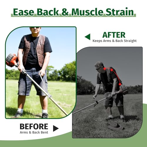 Upgraded Ergonomic Weed Eater Handle, String Trimmer Grip with Adjustable Shoulder Harness & Bracket Clamp, Universal Back Saver Handle Extension Trimmer Handle for Lawn Care, Yard Trimming