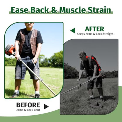 Upgraded Ergonomic Weed Eater Handle, String Trimmer Grip with Adjustable Shoulder Harness & Bracket Clamp, Universal Back Saver Handle Extension Trimmer Handle for Lawn Care, Yard Trimming