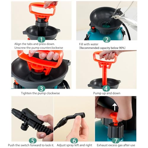 1.35-Gallon Pump Pressure Sprayer, 5L Garden Water Sprayer