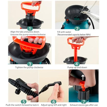 1.35-Gallon Pump Pressure Sprayer, 5L Garden Water Sprayer