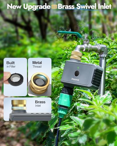 WiFi Water Timer Brass Inlet, 1-Zone Smart Hose Faucet Timer App & Voice Control via 2.4GHz WiFi, Sprinkler Timers w/Auto/Manual/Rain Delay Modes for Garden/Lawn, Works with Alexa & Google Assistant - size: 1 Zone-Metal-WiFi