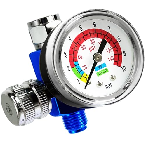 LE LEMATEC Paint Spray Gun Air Pressure Regulator with Gauge, 1/4 NPT