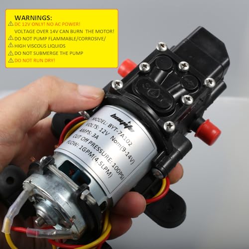 12V DC Fresh Water Diaphragm Pump, 4 L/Min 1.0 GPM 80 PSI