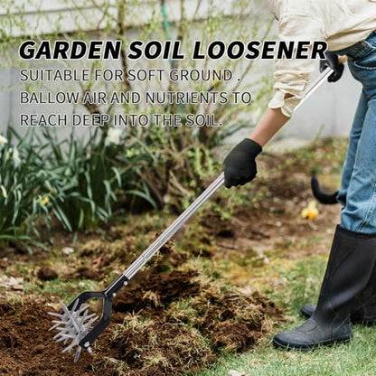 BARAYSTUS Rotary Cultivator Garden Tool, Adjustable Hand Tiller 29.7-57in