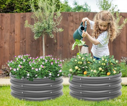Besebay 2-Pack 2x1ft Galvanized Raised Garden Bed, Outdoor Planter Bed, - color: Dark Grey, size: 2x2x1ft-2Pcs