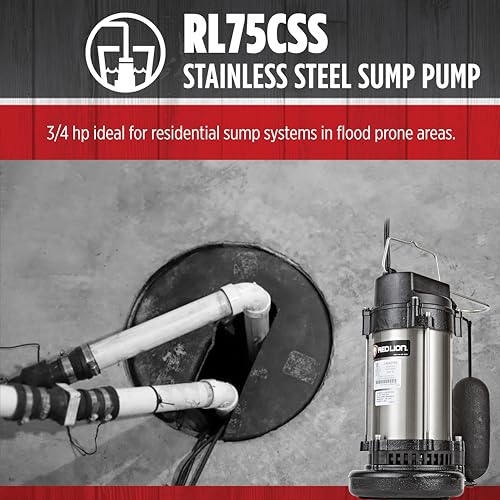 Red Lion RL75CSS, 115V, 3/4 HP, 4500 GPH Automatic Sump Pump, 10' Cord - style: 3/4 HP, 4500 GPH