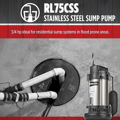 Red Lion RL75CSS, 115V, 3/4 HP, 4500 GPH Automatic Sump Pump, 10' Cord - style: 3/4 HP, 4500 GPH