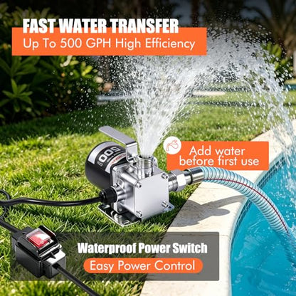 FMCNMech 110V Portable Electric Water Transfer Pump - color: Water Pump With Switch