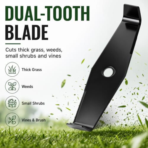 Tondiamo 4 Pcs 12 Inch 2 Teeth Steel Brush Cutter Blade String Trimmer Universal Mulching Blade Replacement Fit 25.4mm and 1" Arbor Hole 3mm Thick for Lawn Mower Cutting Trimming Grass