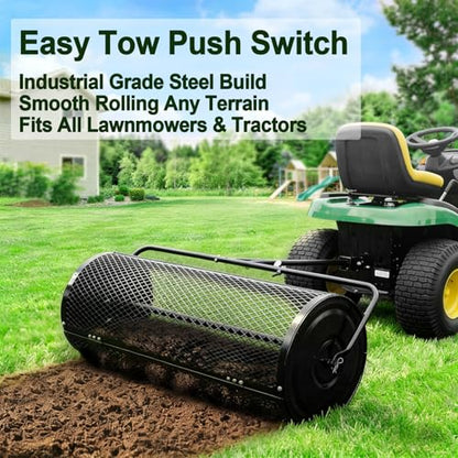 TEMFAR Compost Spreader 44 Inch Push/Tow Peat Moss Spreader - size: 44 Inch