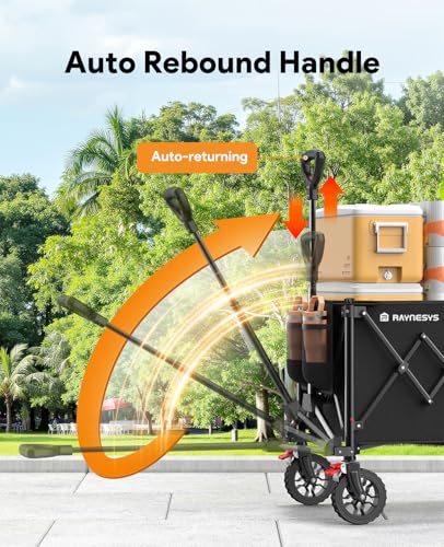 200L Wagons Carts Foldable with Wheels and Brakes for Camping Grocery - color: Black, size: 200l
