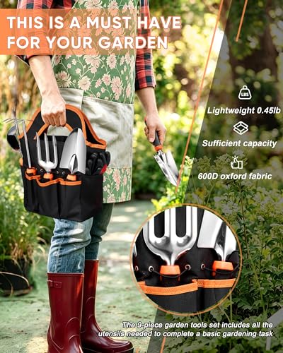 HaSteeL 9-Piece Stainless Steel Garden Hand Tools Set for Planting
