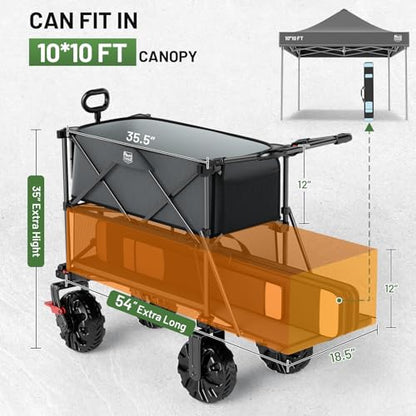 TIMBER RIDGE Push & Pull Double Decker Wagon, 400L Capacity & 450lb Load - color: Gray, size: With Push Handle