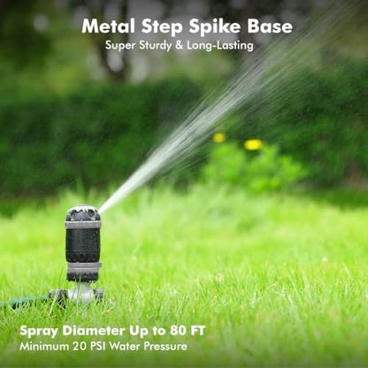 RESTMO Gear Drive Sprinkler with Step Spike Base, Silver - color: Silver, size: 1 Pack