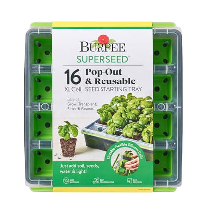 Burpee SuperSeed 16 XL Cell Reusable Seed Starting Tray for Seedlings - size: 16 Cells