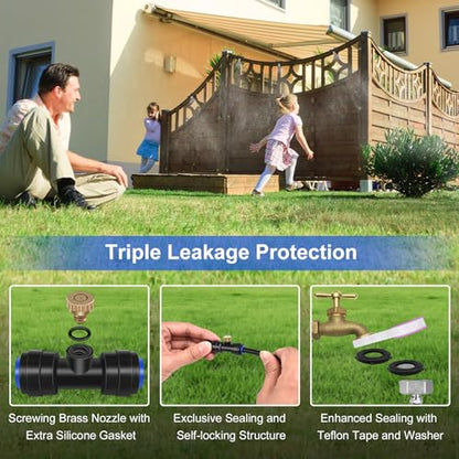 GOXAWEE Misting Cooling System, 26FT (8M) Mist Line, 7 Brass Mister Nozzles