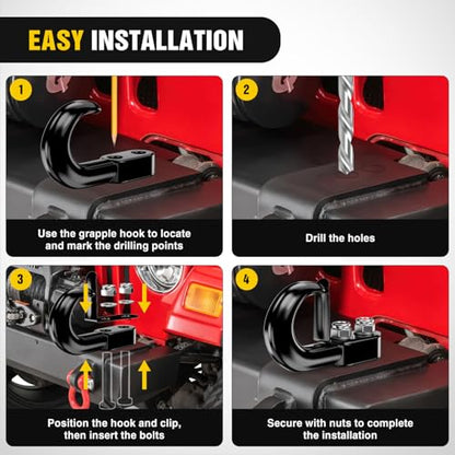 Nilight 2Pcs Bolt-On Tow Hooks with Spring Clip 10,000LBS 2Pcs Black Forged Recovery Tow Hooks Compatible with Jeep Ford Dodge Chevy GMC Toyota Pickup Truck - color: Bolt-On Tow Hooks