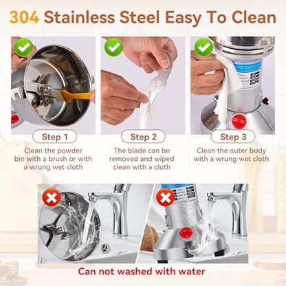 Electric Grain Mill Grinder, 2000W High-Speed 750g 304 Stainless Steel Professional grain mill for flour & Spice Grinder for Kitchen and Coffee Shop - Grinds Grains, Coffee, Dry Spices, Easy Operation - size: 750G