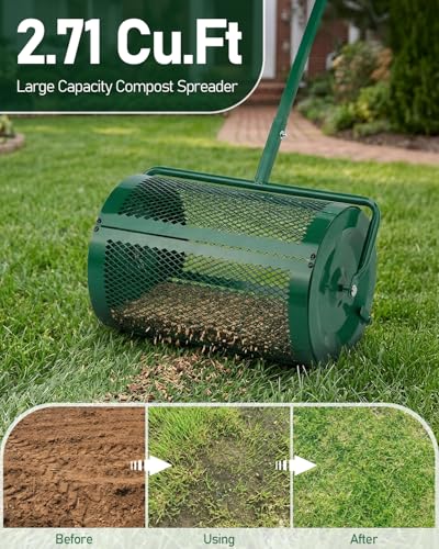 Outvita Compost Spreader, 24'' Wide, for Peat Moss, Manure, Mulch, Topsoil - color: Green, size: 24 in