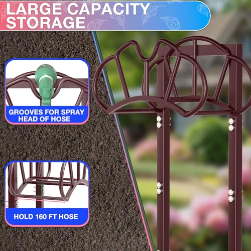 Qatsrin Garden Hose Holder Holds 160ft, Rustproof Water Hose Storage Bronze - color: Bronze, size: Crown