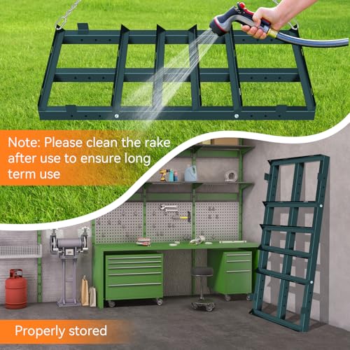 4FT Driveway Drag Harrow, Heavy-Duty Tow Behind Drag Harrow Green