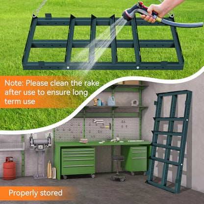 4FT Driveway Drag Harrow, Heavy-Duty Tow Behind Drag Harrow Green