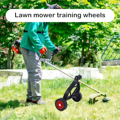 String Trimmer Wheel Attachment, Trimmer Support Wheels, Weed Eater Wheels, Lawn Mower Support Wheel Adjustable Weed Trimmer for Walk-Behind Brush Cutter