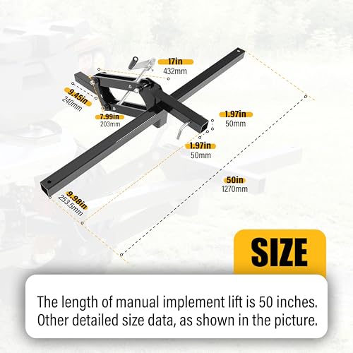 ECOTRIC 50" Manual Implement Lift, 1-Point and 2-Inch Receiver, Adjustable